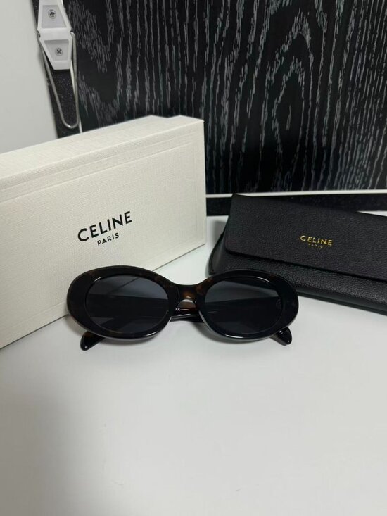 Celine Paris Tortoiseshell Oval Sunglasses with Original Box & Case - Luxury Des main image 6